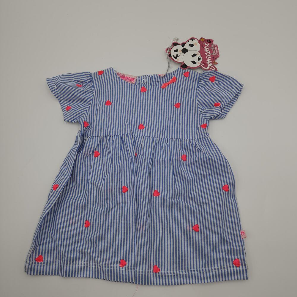 Baby by Someone Short Sleeve Striped Heart Print Dress Size 3 Months